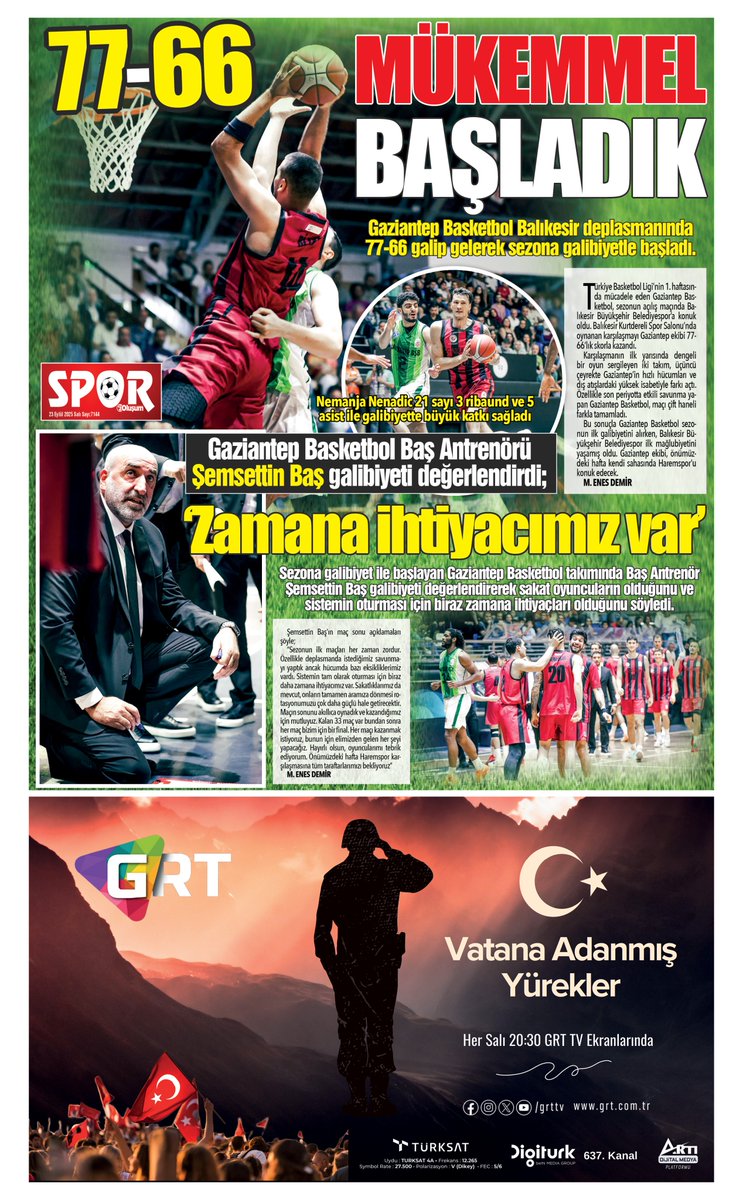 Gazetemizin tüm sayfalarını aşağıdaki E-Gazete linkini tıklayarak takip edebilirsiniz.
gaziantepolusum.com/arsiv/2025-09-…