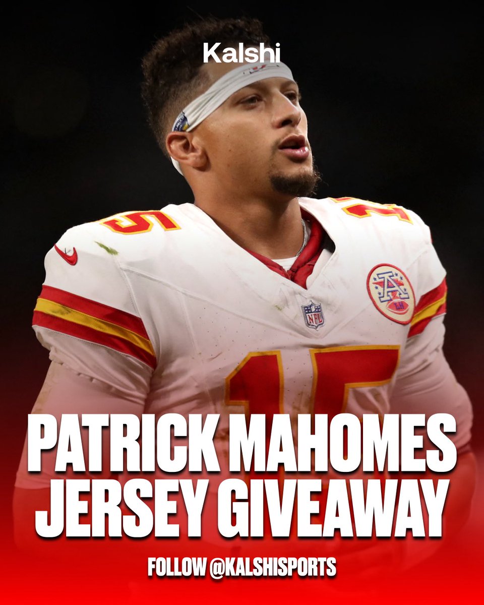 🚨 GIVEAWAY 🚨 

I will be giving away a Patrick Mahomes jersey to one lucky fan!  

Rules ⤵️
• Retweet this post 
• Follow @kalshisports + <a href="/ArrowheadLive/">Arrowhead Live</a> 

Best of luck!