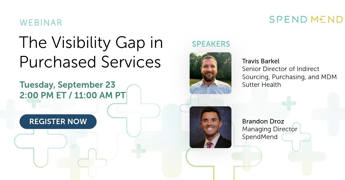 SpendMend's tweet image. Don’t miss tomorrow’s webinar:
The Visibility Gap in Purchased Services
Tuesday, Sept 23 | 2–3 PM EST
Learn how to uncover hidden savings + regain control of hospital spend.
Register: attendee.gotowebinar.com/register/98818…
#HealthcareFinance #SpendMend