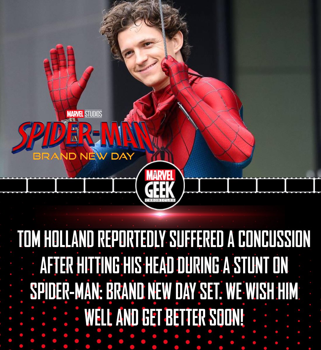 geek_chronicles's tweet image. Get well #TomHolland #SpiderManBrandNewDay