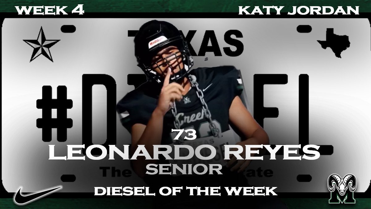 Coach_Piker's tweet photo. His opportunity knocked and he answered!
Congratulations to the @MCRamFootball #DIESEL of the Week Award winner, Leonardo Reyes, for his week four performance against Katy Jordan.
#OL #WeAre #CreekMayde #RamTough #Ram3500 https://t.co/28aVNLwJOR