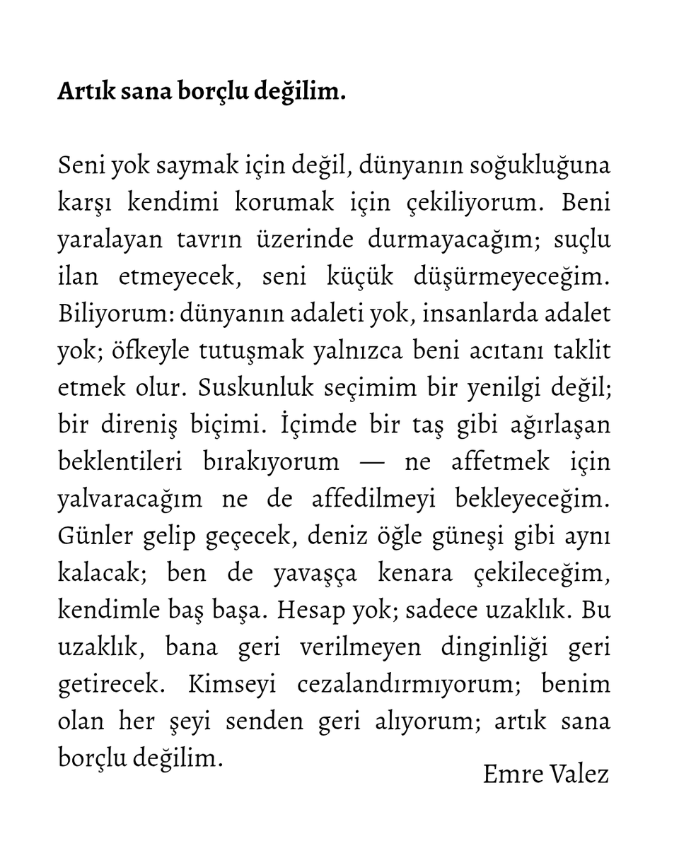 emrevalez's tweet photo. Artık sana borçlu değilim. https://t.co/gUfpV5e5qM