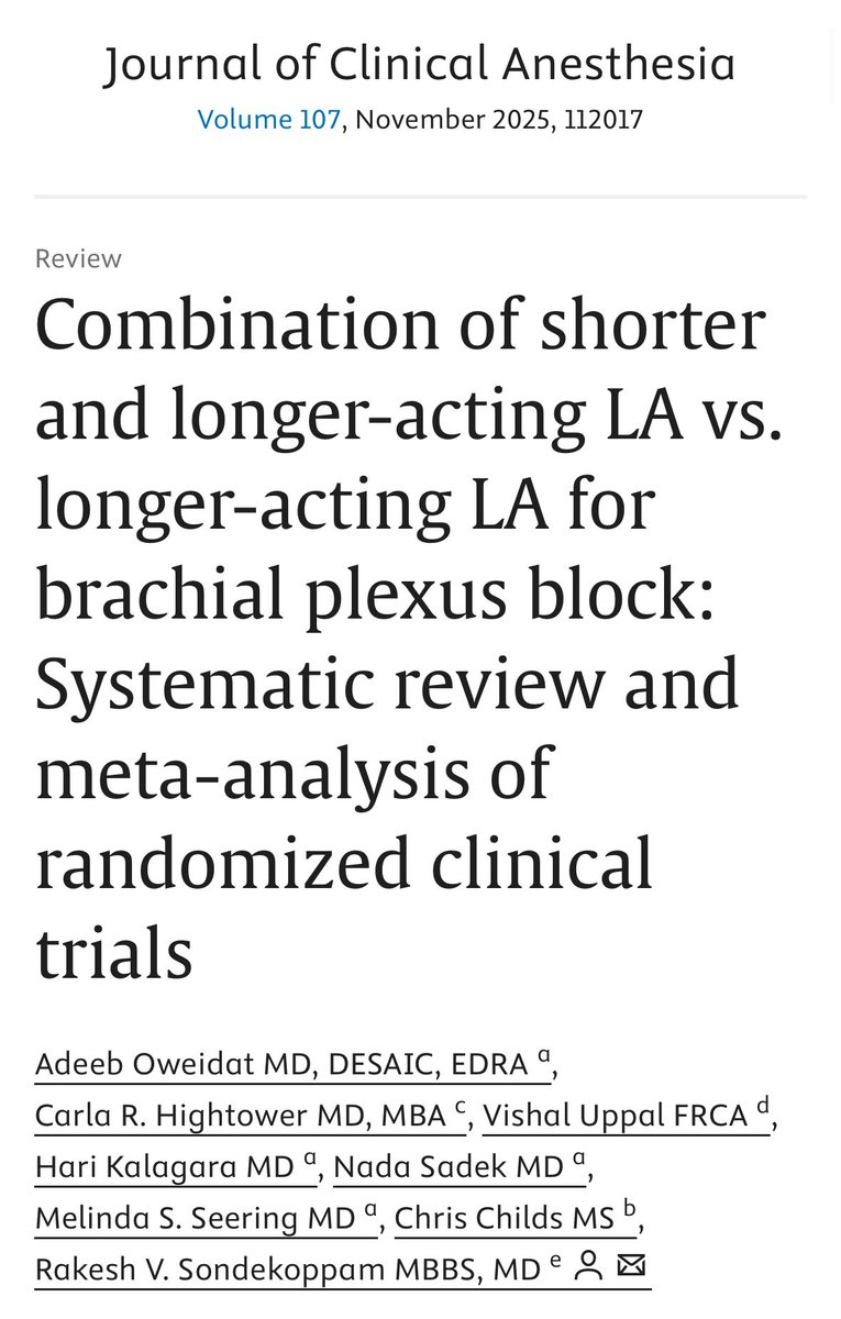 🩺 Hari (హరి 🇮🇳) Kalagara (@kalagarahari) on Twitter photo #regionalanesthesia
Are you still mixing LA for upper extremity 💉?
Not once ….think twice or thrice before mixing of LA !
No benefits with cocktails 🍹 of LA !!
⚠️ ⛔️ 🛑
50 day 🆓 access to our systematic review !
🔥👉 sciencedirect.com/science/articl…
<a href="/rakesh6282/">Rakesh Sondekoppam</a> <a href="/adeebos/">Adeeb Oweidat MD, DESAIC, EDRA🇱🇧🇺🇸</a> <a href="/Ropivacaine/">Dr. Vishal Uppal MBBS, FRCA 🇨🇦🇮🇳🏴</a> #regionalanesthesia
Are you still mixing LA for upper extremity 💉?
Not once ….think twice or thrice before mixing of LA !
No benefits with cocktails 🍹 of LA !!
⚠️ ⛔️ 🛑
50 day 🆓 access to our systematic review !
🔥👉 sciencedirect.com/science/articl…
<a href="/rakesh6282/">Rakesh Sondekoppam</a> <a href="/adeebos/">Adeeb Oweidat MD, DESAIC, EDRA🇱🇧🇺🇸</a> <a href="/Ropivacaine/">Dr. Vishal Uppal MBBS, FRCA 🇨🇦🇮🇳🏴</a>