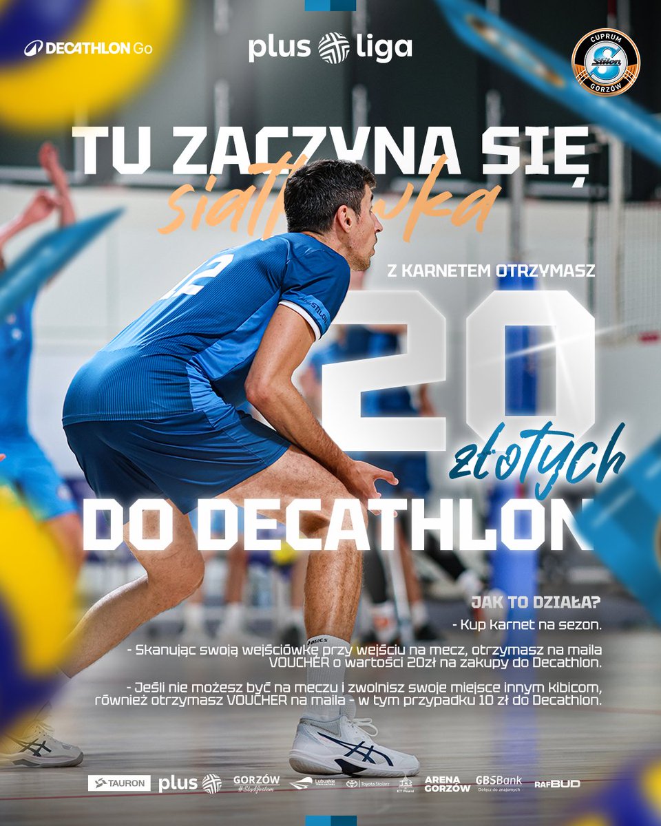 Tu zaczyna się siatkówka!

Zyskaj nawet 20 złotych do Decathlon za uczestnictwo w  meczach, kupując KARNET na sezon 2025/2026 Cuprum Stilonu Gorzów 

go.decathlon.pl/l/KarnetyCupru…