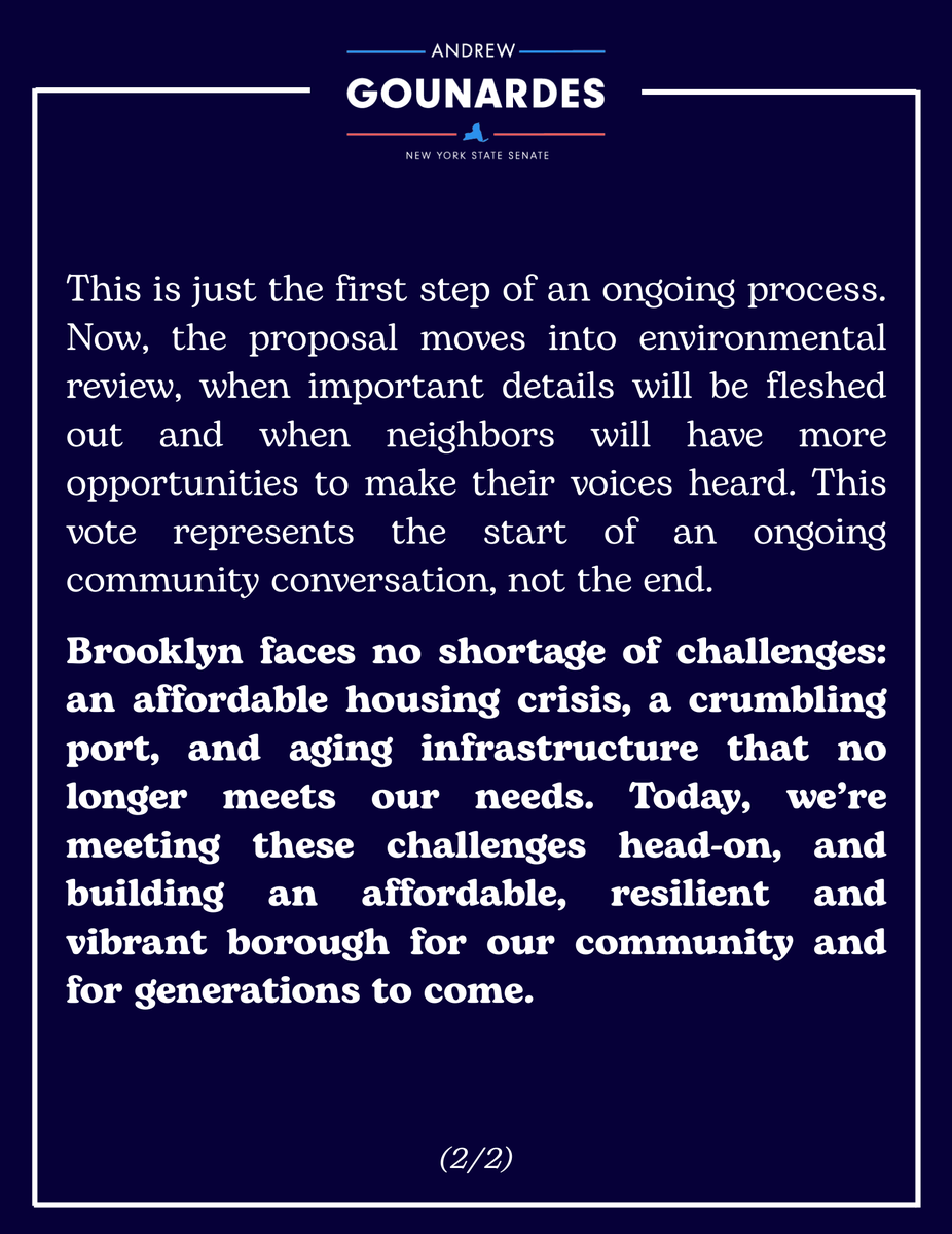 This morning, the Brooklyn Marine Terminal Task Force voted 17-8 to advance the BMT Vision Plan.

This vote represents a crucial step toward building a working waterfront that actually works for Brooklyn. My full statement is below.