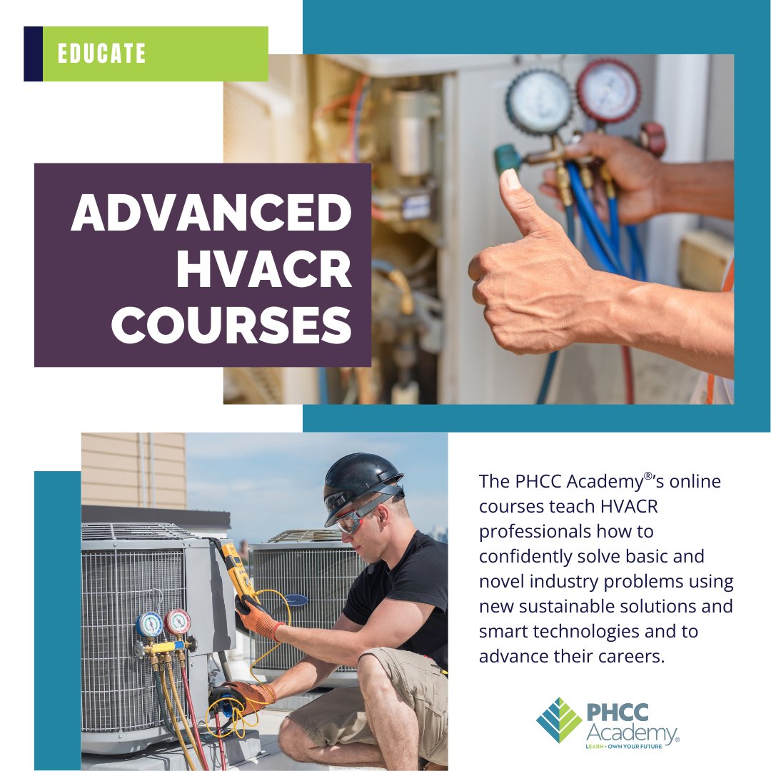 phccnatl's tweet image. Ready to take your HVACR expertise to the next level? PHCC Academy® online courses teach you how to tackle industry problems with the latest sustainable solutions and smart technologies.

#PHCC #HVAC