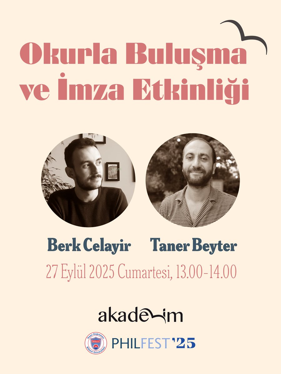 Ekibimizden <a href="/CelayirBerk/">Berk Celayir</a> ve <a href="/BeyterTaner/">Taner Beyter</a> Bilkent Felsefe Şenliği’nde (<a href="/BilkentPhilFest/">PhilFest | Bilkent Felsefe Şenliği</a>) olacak, ilgili herkesi bekleriz. 

Berk Celayir’in ikinci kitabı da okuyucu ile buluşacak!