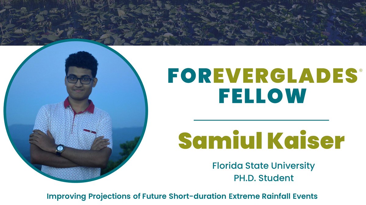 Congrats to my PhD student Samiul for being awarded a $30,000 grant from <a href="/evergfoundation/">The Everglades Foundation</a>. This competitive grant is for his research proposal on improving the projection of future precipitation events in South Florida. He's now a ForEverglades Fellow. evergladesfoundation.org/post/investing…