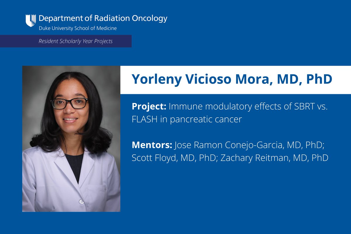 DukeRadOnc's tweet image. Our #RadOnc residents spend PGY4 working on scholarly activity of their choice (including clinical trials work, basic science/lab-based work, health services research and more)! 🔬 Check out all PGY4 research projects here: radonc.duke.edu/education/radi… #Match2026 #MedTwitter
