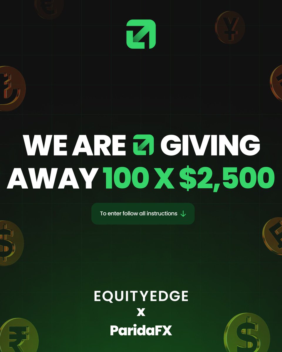 🏆 Paridafx x EquityEdge 100 x $2.5k Instant Funded Account Giveaway 🏆

 Step 1 : Register -
app.equityedge.io/signup/PISTOLG…

Step 2 : Follow
<a href="/cryptoparida/">ParidaFX</a> 

<a href="/EquityEdgeUK/">Equity Edge</a> 

Step 3 : Send SS of Successful Registeration in comments along with the email you registered from  Only people