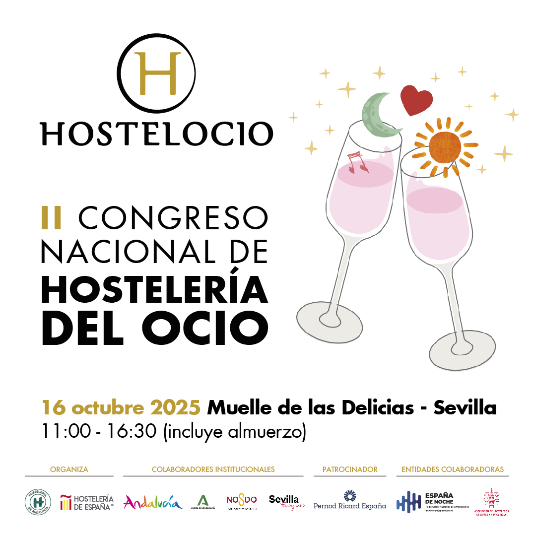 🍸✨ REGRESA HOSTELOCIO
El sector del ocio tiene su gran cita el próximo 16 de octubre en Sevilla.
Un congreso que reúne a profesionales, instituciones y empresas para debatir, inspirar y compartir las tendencias que están transformando la hostelería y los locales de ocio.