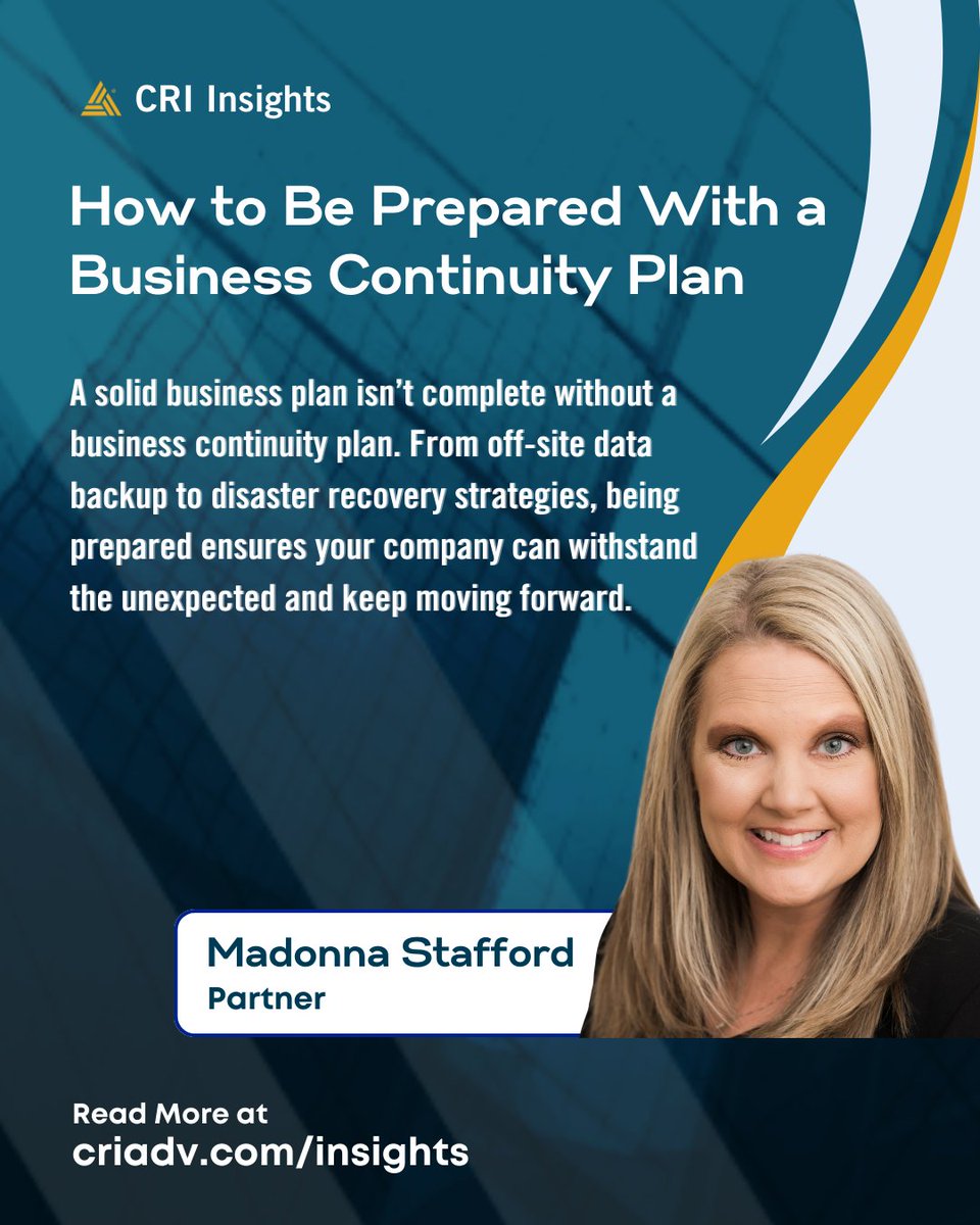 CRIadvisors's tweet image. Planning for growth is important, but planning for the unexpected is what keeps a business resilient!

🔗 criadv.com/insight/busine…

#CRIadv #BusinessContinuity #DataBackup #BusinessResilience #DisasterRecovery