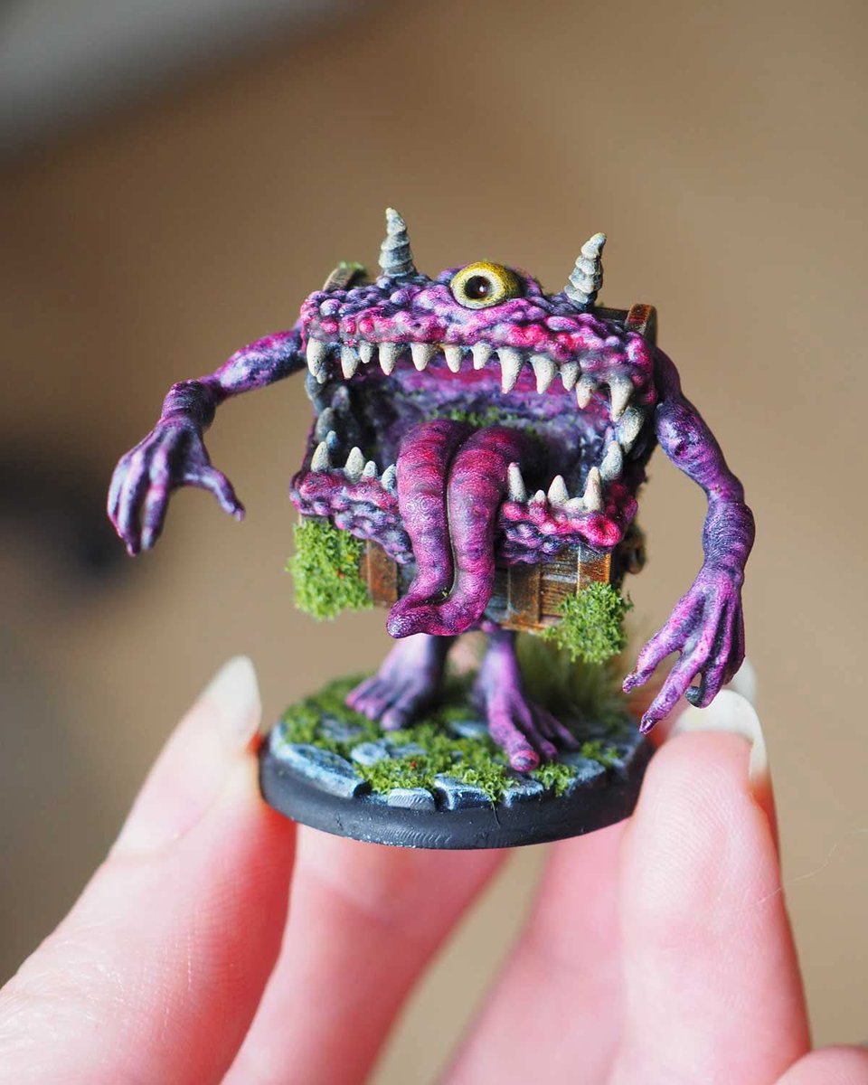 LaLouve3d's tweet image. Mimic! The miniatures are painted, I&apos;ve started taking photos. The colors make all the difference!
Patreon: patreon.com/lalouve3d
Tribe: myminifactory.com/users/lalouve3…
---
#tabletopgames #dungeonsanddragons #tabletoprpg #DnD #miniaturepainting #3dprinting   #patreon #mimic