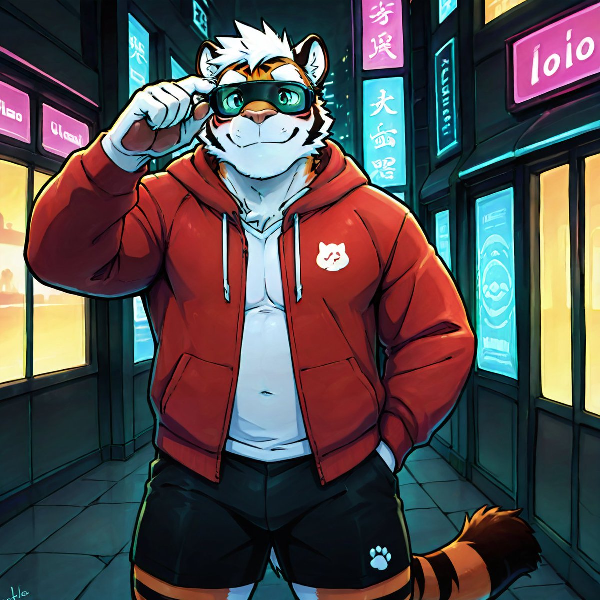 換個世界觀 (cyberpunk?)
"嘿~  等很久了嗎?"

#AIart
#furry #furryartwork