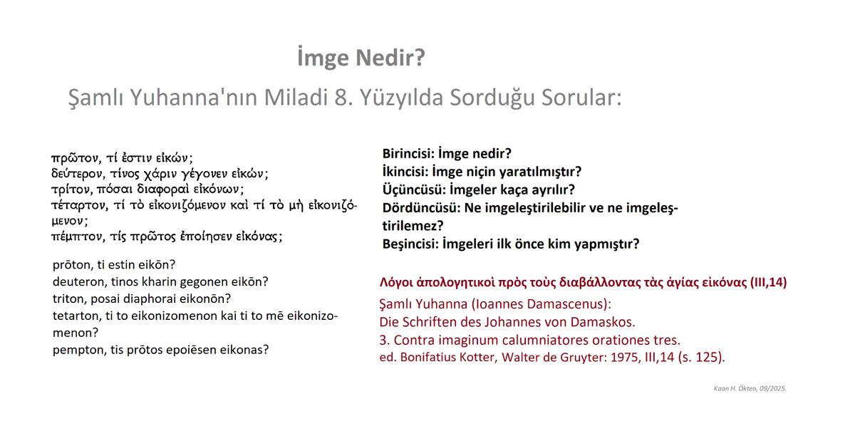 Kaan_H_Okten's tweet photo. Miladi 8. yüzyılda büyük bir "imgeler savaşı" yaşandı. İkonoklazm olarak anılan bu mücadelede Şamlı Yuhanna'nın görüş ve öğretileri zamanla kabul gördü. 
Yuhanna'nın soruları sanki günümüzde sorulmuş gibi: https://t.co/NnrT0l8OLQ