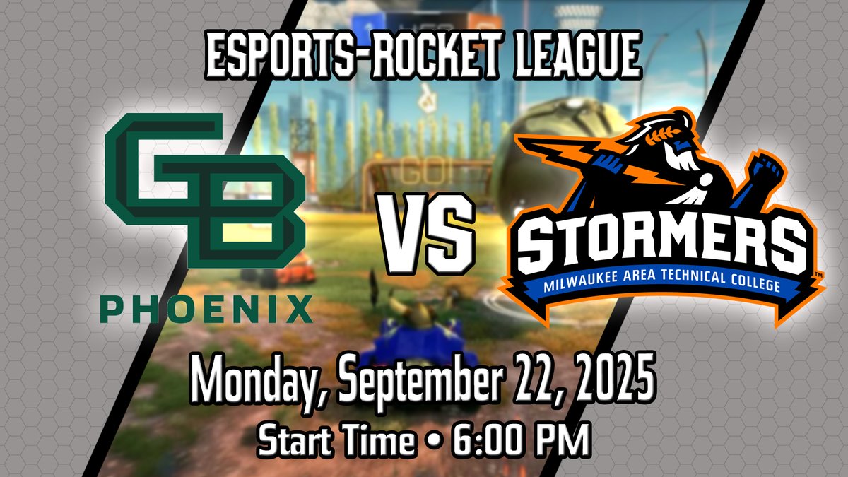 MATC_Athletics's tweet photo. MATC Esports Rocket League vs UW-Green Bay JV
Today the MATC Esports Rocket League Team will be online to face the UW-Green Bay JV Phoenix (Game Starts at 6:00 PM).
#ProudToBeMATC #StormersSTRONG #WeAreTheStorm #wisconsinesports https://t.co/b2cXrF80e5