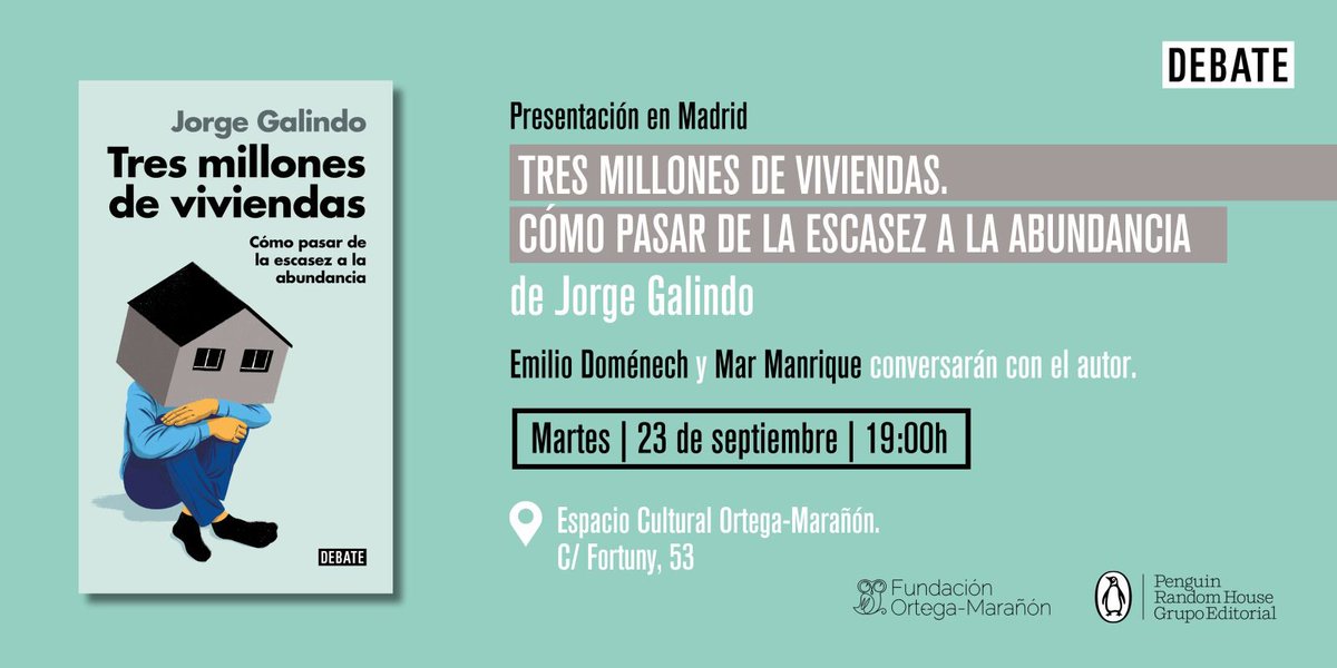 Mañana @jorgegalindo presenta en la <a href="/fortegamaranon/">Fundación Ortega-Marañón</a>  su nuevo libro "Tres millones de viviendas".

Entrada libre hasta completar aforo. ¡Os esperamos!

👇👇👇👇