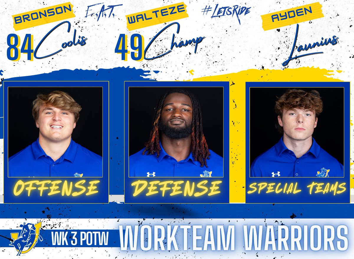 CONGRATS to <a href="/coolisbronson/">Bronson</a> named a <a href="/SAUFootball/">Mulerider Football</a> WORK-TEAM WARRIOR OF THE WEEK #AGAIN alongside <a href="/walteze4/">Walteze Champ</a> and <a href="/M1Status/">Mush Launius</a>!!! #TEAM #IronSharpensIron #LetsRide 🤙🏇