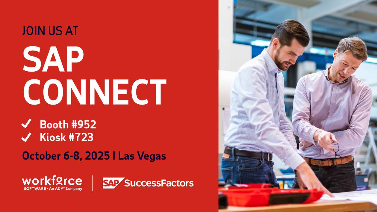 kyle_robertsHCM's tweet image. Join WorkForce Software, an ADP company at @SAP Connect Las Vegas from October 6-8, 2025! As SAP’s premier global workforce management solution for large employers, we&apos;re proud sponsors of this event. ow.ly/A6Xh50X0mP3 #SAPConnect