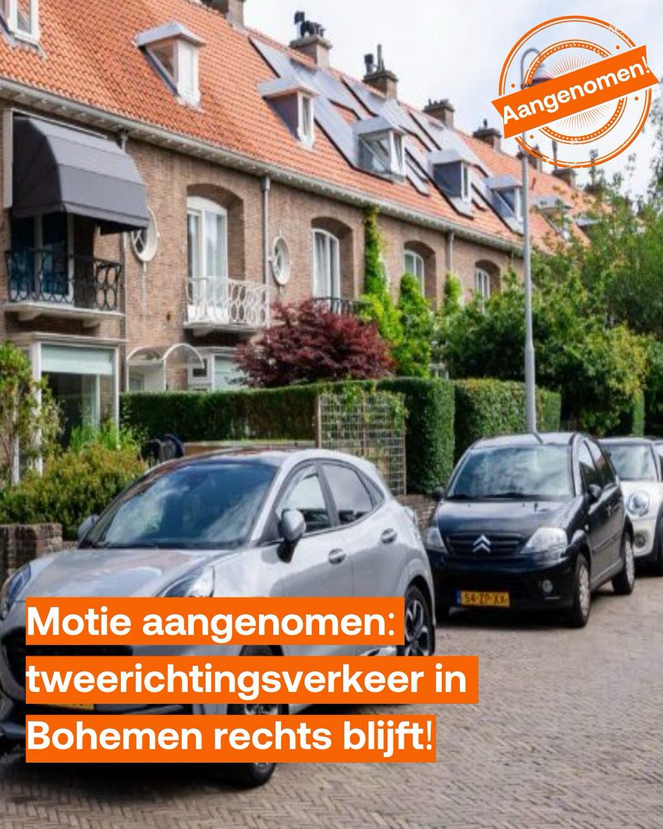 🚗 Tweerichtingsverkeer in Bohemen Rechts blijft! 
➡️ Bewoners maakten zich zorgen over plannen eenrichtingsverkeer
✅ Goed nieuws: de Haagse VVD-motie om tweerichtingsverkeer in de hele wijk te behouden is aangenomen!