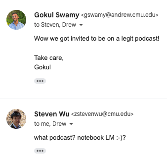 told my advisors we were gonna be on a podcast: