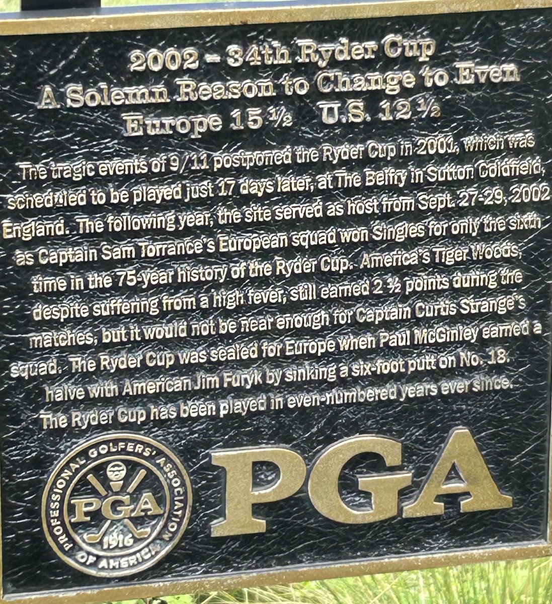Countdown to the <a href="/rydercup/">Ryder Cup</a> from The Ryder Course <a href="/PGAVillage/">PGA Golf Club at PGA Village</a> where the hole sign on #15 depicts the cup that was postponed a year due to the tragic events of 9-11