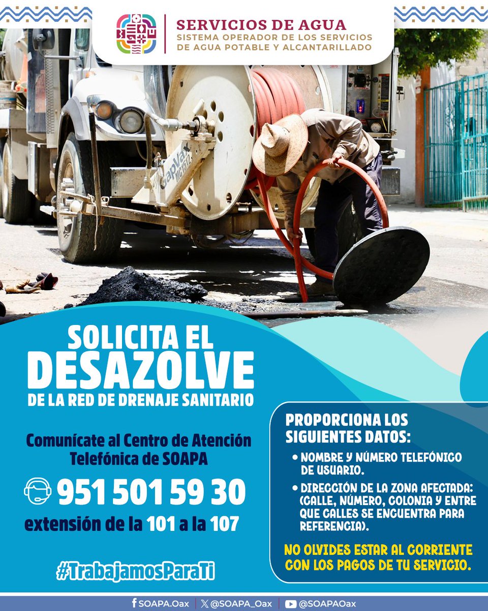 #TrabajamosParaTi | Si requieres del servicio marca a nuestros números de contacto.