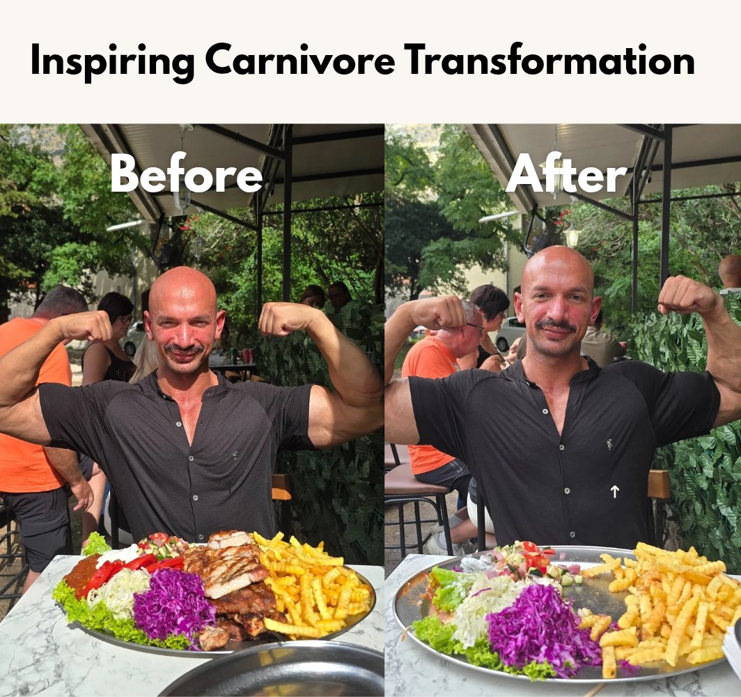Eating out on carnivore is actually quite easy.⠀
⠀
- Most places serve meat and eggs⠀
- You can order the biggest option or just double up on portions⠀
- You can leave any garnish that arrives on the plate⠀
- Pray to your ancestors that any residual seed oils won't murder