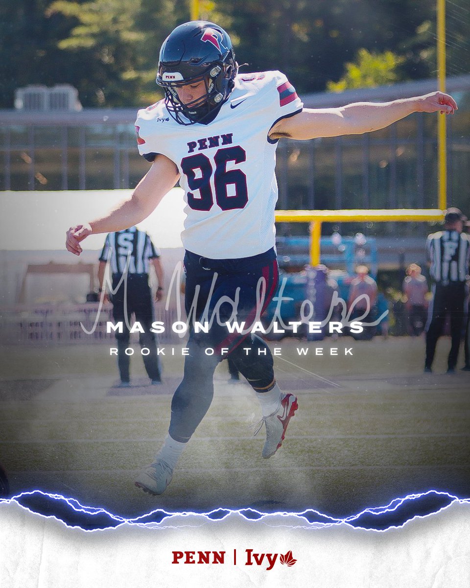 𝙄𝙑𝙔 𝙍𝙊𝙊𝙆𝙄𝙀 𝙊𝙁 𝙏𝙃𝙀 𝙒𝙀𝙀𝙆 🌿🏈

A game-winning 45-yard field goal (on his first collegiate attempt, no less) gives freshman kicker Mason Walters the first Ivy weekly award of his career!

📰 goquakers.co/4gAWcBl

#FightOnPenn x #BEGREAT