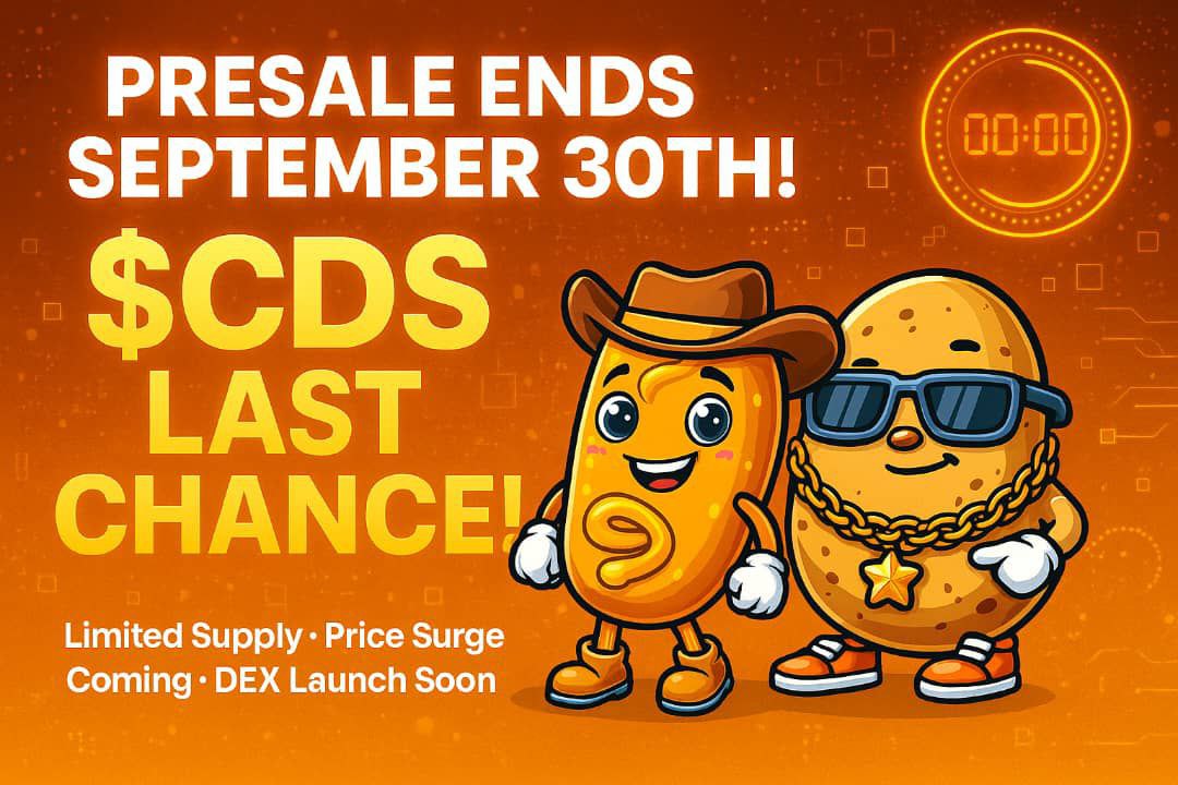 Oracle DEX (@oracle_dex) on Twitter photo π¨ $CDS Presale Ends September 30th! Last Chance for Lowest Price! π¨
The window of opportunity is closing fast! The $CDS presale will officially end on September 30th. 
This is your final chance to acquire $CDS tokens at the rock-bottom price of 0.0002 SOL before the next π¨ $CDS Presale Ends September 30th! Last Chance for Lowest Price! π¨
The window of opportunity is closing fast! The $CDS presale will officially end on September 30th. 
This is your final chance to acquire $CDS tokens at the rock-bottom price of 0.0002 SOL before the next