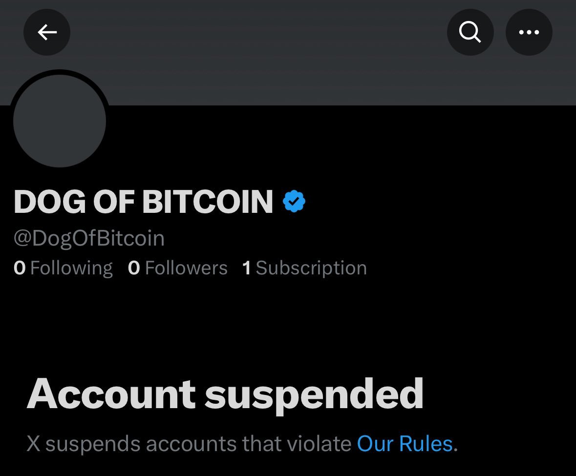 Hello @x &amp; <a href="/Support/">Support</a>,

We respectfully request the reinstatement of our community account <a href="/DogOfBitcoin/">DOG OF BITCOIN</a>. This account has served as the central hub for our project, providing a reliable source of truth for charity work, partnerships, and major announcements.

It has taken years to