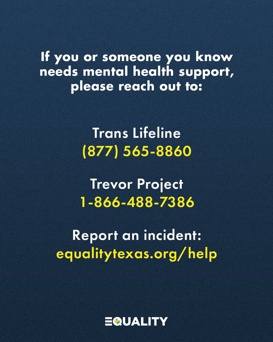 This is a painful moment for our community. Despite the overwhelming majority of Texans raising their voices against this legislation during the regular and special sessions, today SB 8 was signed into law.

📌Learn more at equalitytexas.org/sb8

#LGBTQ #LGBTQIA #TXLege #SB8
