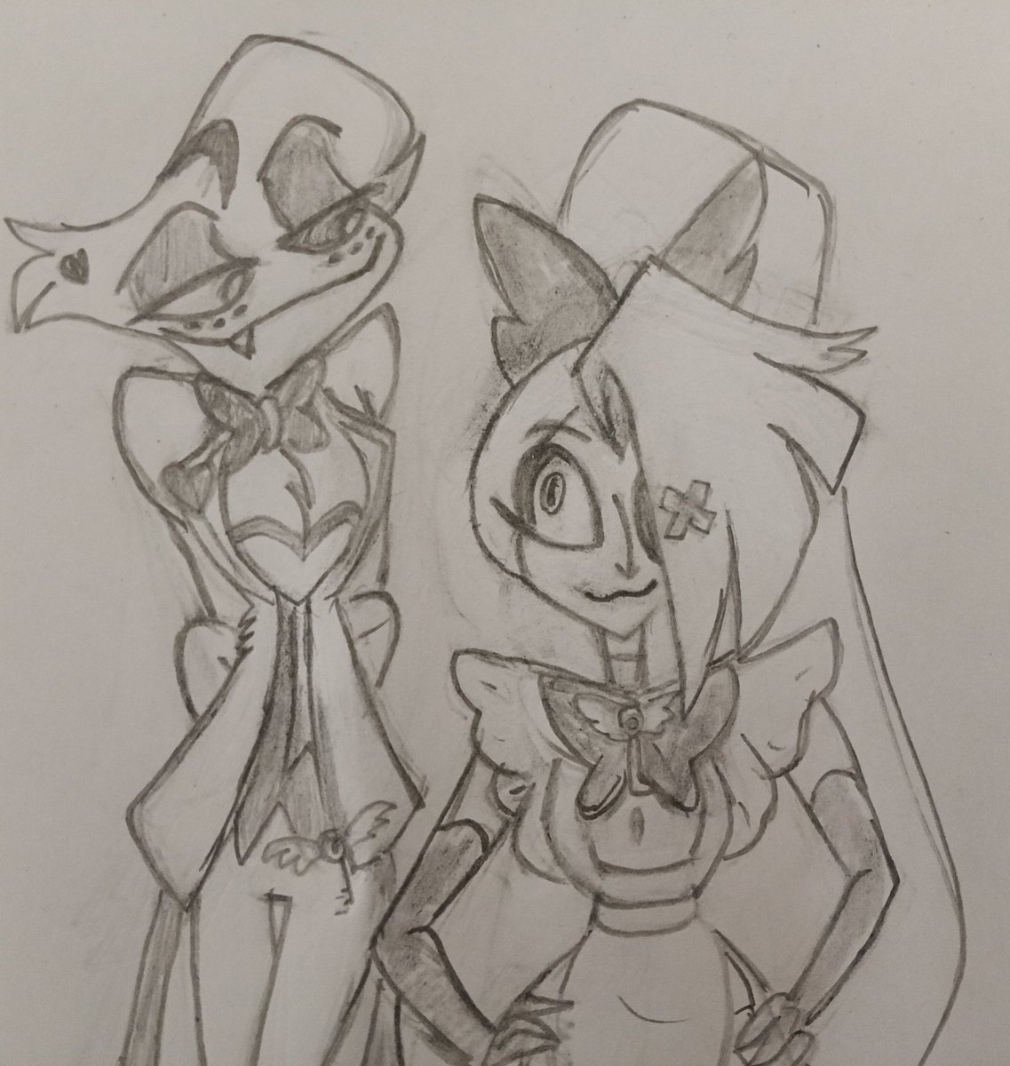 ThanjustaMore's tweet photo. Wow that Japanese cafe merch looks awesome 🤩
I couldn't resist making some #spidermoth with that new butler & maid outfit! Hope I did it right ✌️
#HazbinHotel #HazbinHotelFanart #angelxvaggie #HazbinHotelAngelDust #HazbinHotelVaggie #helluvaboss #MothDust https://t.co/9CisPklPj9