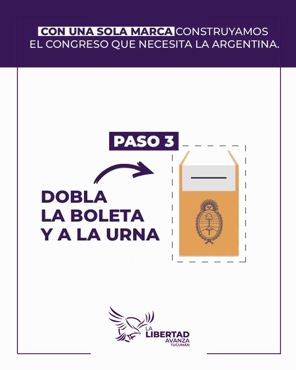ASÍ DE FÁCIL ES VOTAR CON LA BOLETA ÚNICA DE PAPEL. 

LA LIBERTAD AVANZA. ¡VIVA LA LIBERTAD, CARAJO!