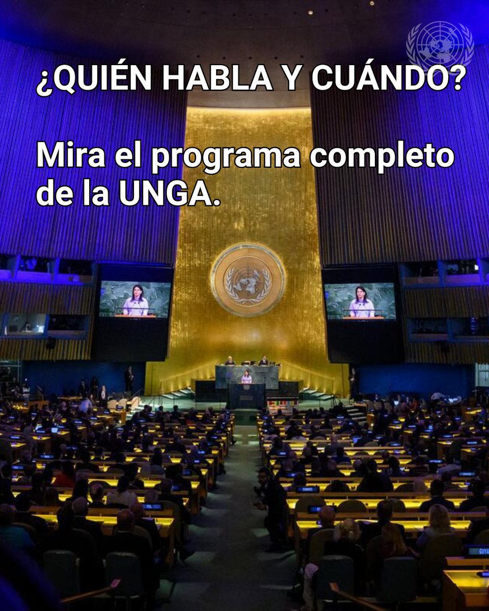 ONU_es's tweet photo. El debate general de la 80.ª sesión de la Asamblea General de la ONU comienza este martes en nuestra sede de Nueva York.

Sigue los discursos en directo y mantente informado aquí. ⬇️https://t.co/aTSAkrTTCJ https://t.co/yGhQWMxk2t