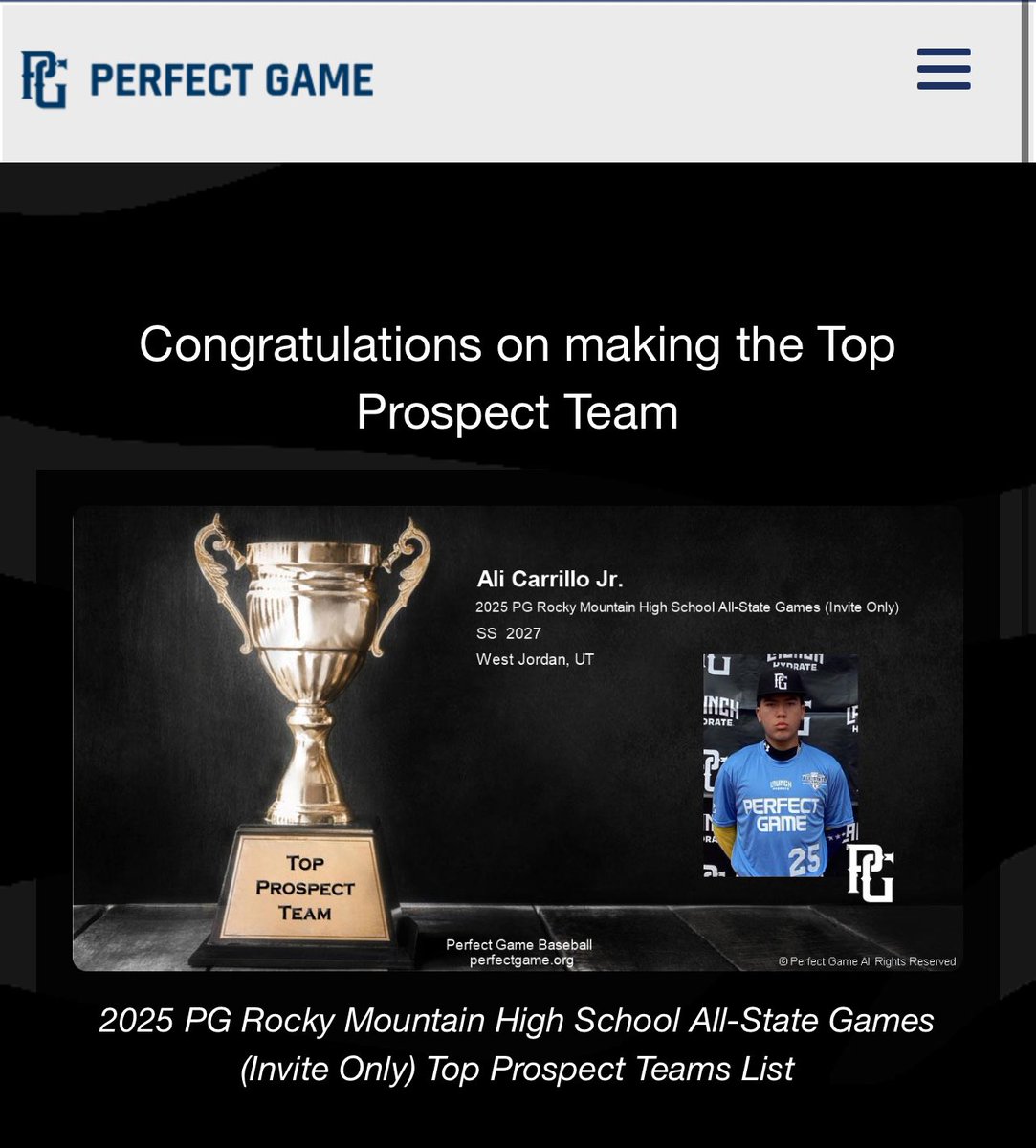 AliCarrilloJr's tweet photo. Ali Carrillo Jr. – Class of 2027
Top Prospect List & Top Prospect Team
2025 PG Rocky Mountain High School All-State Games (Invite Only)
#TopProspect #TopProspectTeam #MLBDraft #ClassOf2027 #PerfectGame #BaseballScouts #uncommited @BravesScoutTeam @DennisSimpson_ @CoachBerg801 https://t.co/PBaIMgQcEM