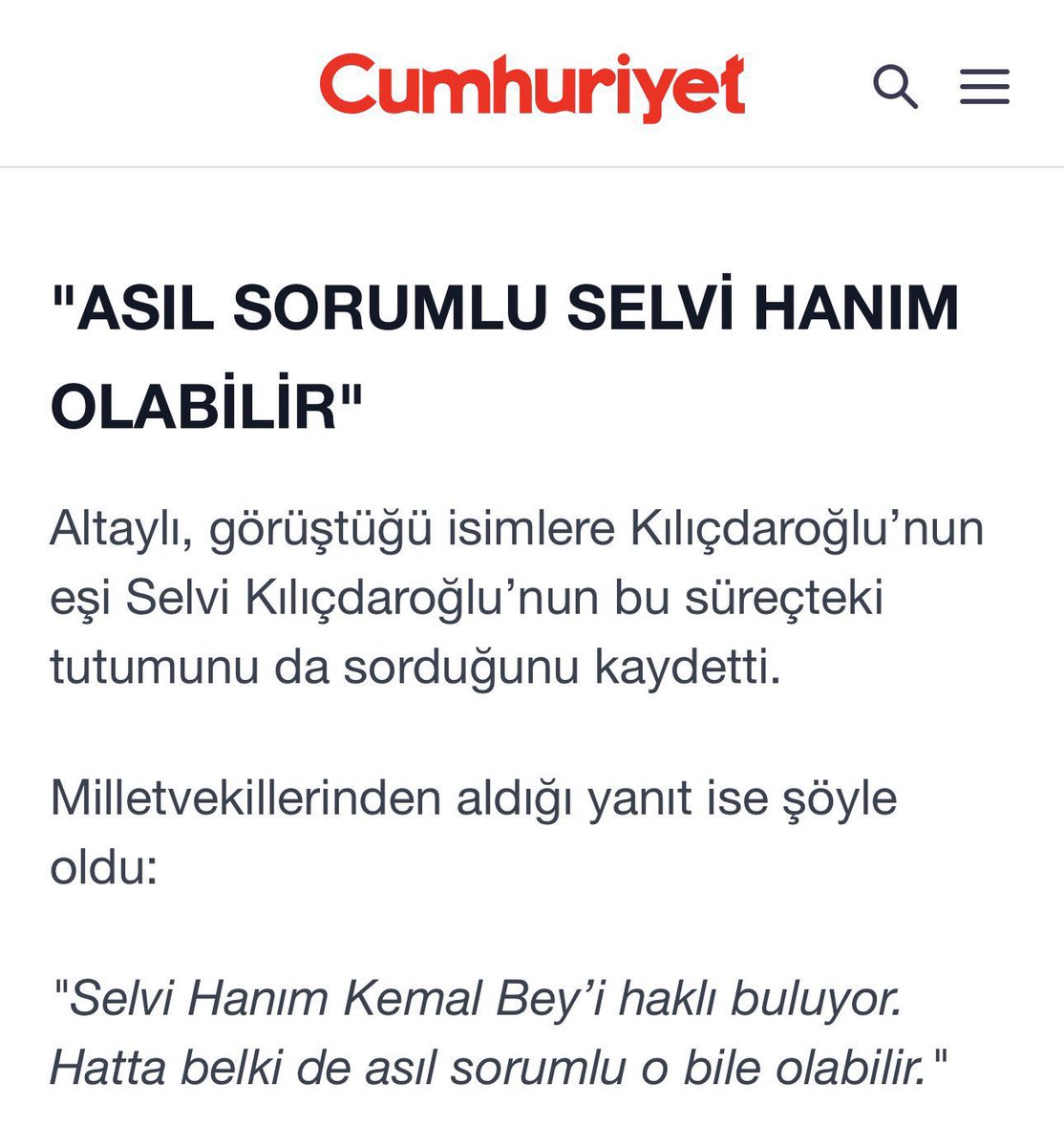 Düpedüz ahlâksızlık, şerefsizlik… Yazık çok yazık… Dededen, babadan CHP’liyim. Ben de bilfiil 30 yıldır CHP üyesiyim, böylesine rezil bir dönem görmedim. Nasıl bir senaryo yazılmış ve figüranları da önceden belirlenmişse… Ama inanıyorumki bu filmin sonu hüsranla bitecek…