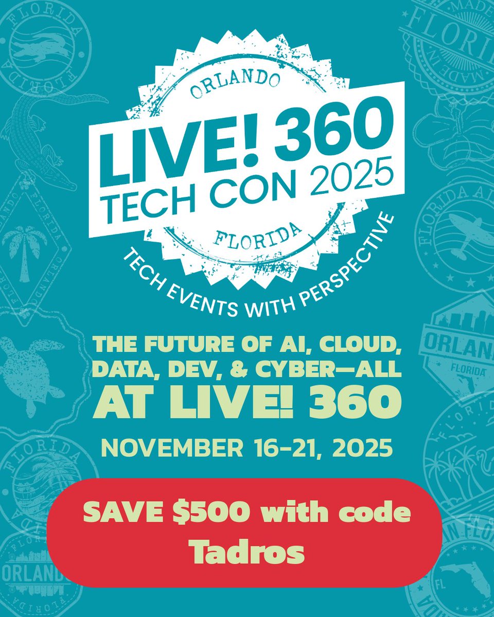 linotadros's tweet image. I’ll be presenting on #AI #AzureAIFoundry #Vectorization and #FlowiseAI at #Live360 this fall! 🚀 Register by Sept 26 &amp;amp; use my code TADROS to save $500 ($100 more than Super Early Bird pricing). live360.com/orlando @TahubuAI
