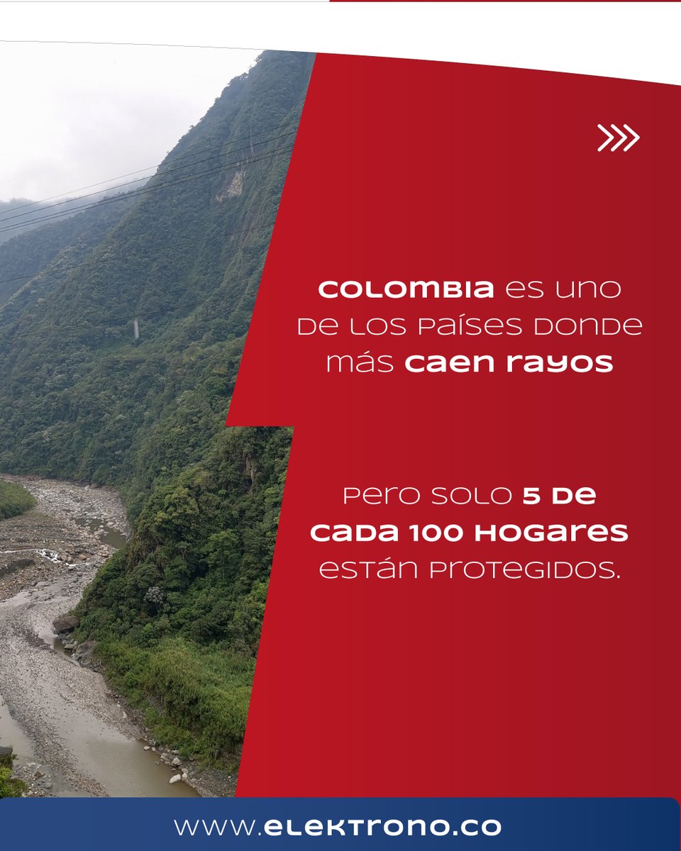 abenetco's tweet image. Colombia es un país con una alta incidencia de tormentas eléctricas. Un gran porcentaje de hogares y negocios sigue desprotegido, y eso pone en riesgo lo que más valoras.

Protege tu familia y tus bienes con un sistema de pararrayos.

#Elektrono #ProteccionContraRayos #Pararrayos