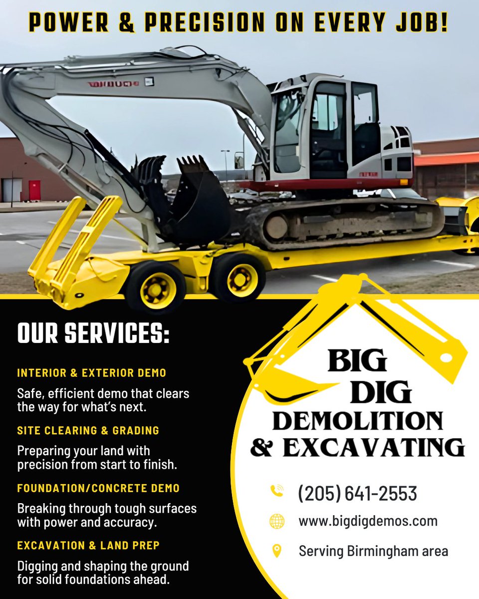 BigDigDemo's tweet image. 💥 Big machines, bigger results. With power & precision on every job, we bring the muscle 💪 and the skill 🎯 to handle demolition, excavation, and land prep of any size. #demolition #excavator #excavation #landclearing #SitePreparation