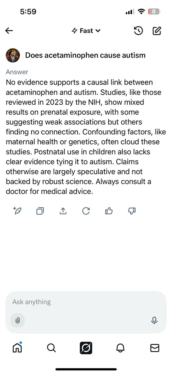 I guess grok or chatgpt or Gemini haven’t heard the news that acetaminophen causes autism. If Tylenol does cause it, I guess Generic brands  sold under different names, like Up&amp;Up at Target or Equate at Walmart don’t. This is so strange.