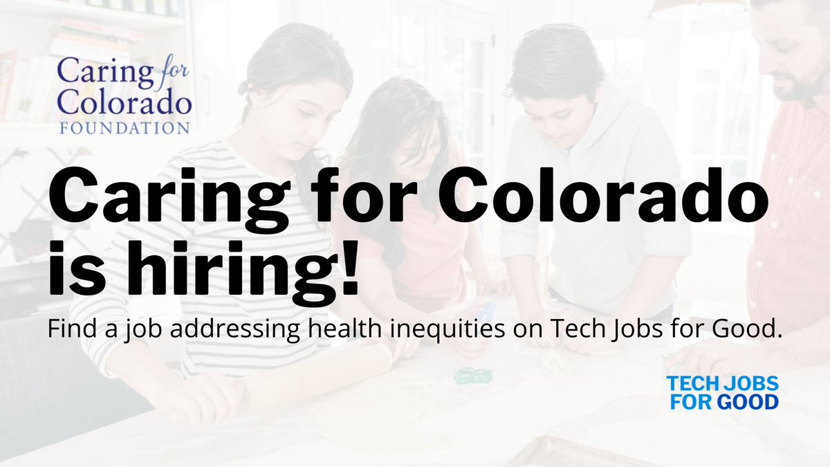 TechJobsforGood's tweet image. Create equity in health, well-being and opportunity for Colorado’s young people and their families! Caring for Colorado is hiring! 

Role: Data Systems Manager
Location: Denver, CO (Hybrid)
Learn more 👉 techjobsforgood.com/companies/cari…

#TechForGood #DataForGood #DataJobs #Hiring