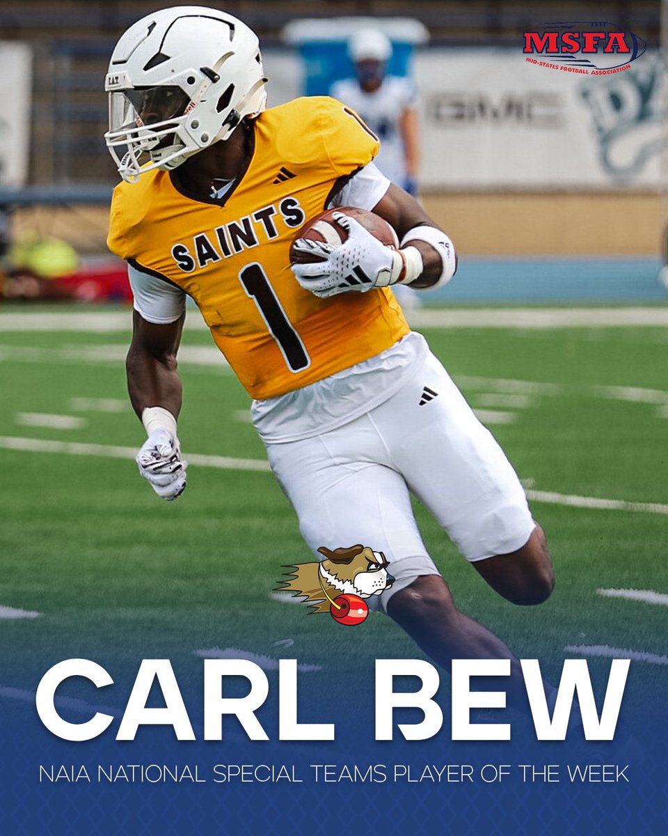 The Association is represented by TWO <a href="/NAIA/">NAIA</a> National Players of the Week!

Congrats to <a href="/SXUFootball/">SXU Football</a> DB Taj McClelland and <a href="/USFSaintsFB/">Fighting Saints Football</a> KR Carl Bew on their national honors!