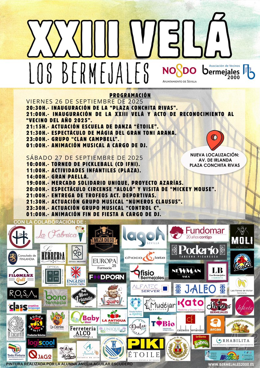 bermejales2000's tweet photo. Tenemos el gusto de presentar el programa de actuaciones y actividades que hemos preparado desde esta @bermejales2000 junto con @DtoBellaPalmera para el disfrute de nuestro barrio.Un programa con ocio, cultura y deporte el cual esperamos que sea de vuestro agrado.Os esperamos! https://t.co/03Uui6cJIZ