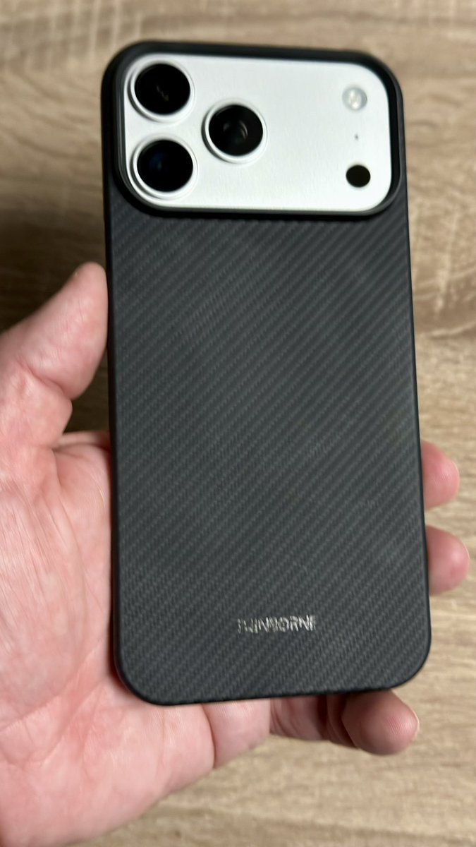 This <a href="/thinborne/">Thinborne</a> aramid fiber case is so thin and light on my iPhone 17 Pro Max. Next best thing to running naked 🤘