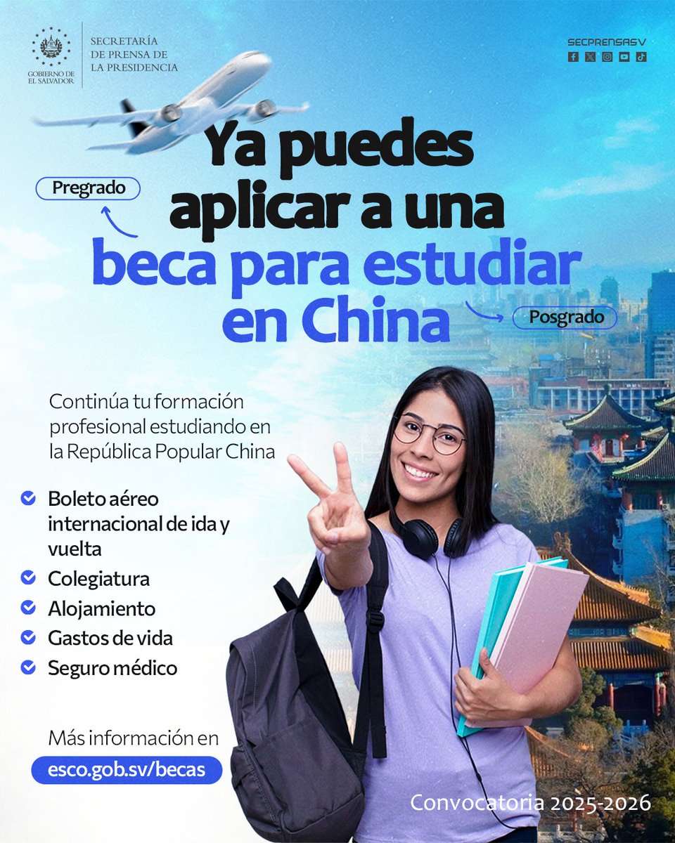 #BecasESCO | El Gobierno del Presidente <a href="/nayibbukele/">Nayib Bukele</a> prioriza la apertura de oportunidades de desarrollo para la población. Gracias a este esfuerzo se ejecuta el programa de estudios financiados, para que los bachilleres puedan realizar sus estudios superiores en la República