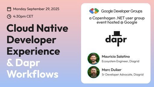 Diagrid (@diagridio) on Twitter photo π©π° Join us for a special .NET meetup in Copenhagen with the support of Google Developer Group (GDG) and the local .NET user group.
π
 Date: September 29th
π Doors open: 4:30 PM
π£οΈ Sessions start: 5:00 PM
π Location: Google Offices
Limited spots available (max. 80ppl) β donβt π©π° Join us for a special .NET meetup in Copenhagen with the support of Google Developer Group (GDG) and the local .NET user group.
π
 Date: September 29th
π Doors open: 4:30 PM
π£οΈ Sessions start: 5:00 PM
π Location: Google Offices
Limited spots available (max. 80ppl) β donβt