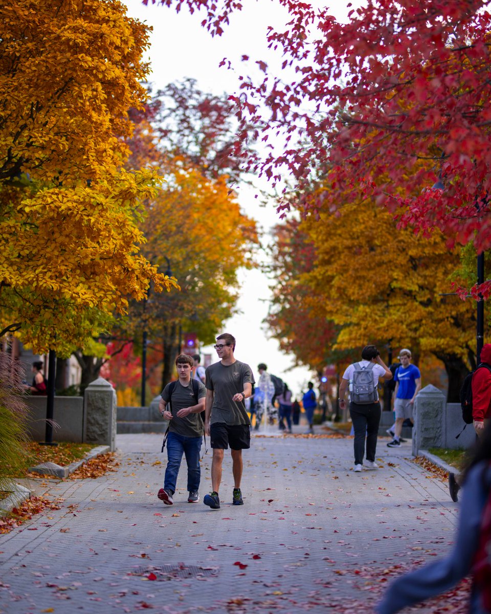 WPI's tweet image. Happy first day of fall! Our campus is beautiful with changing leaves and students enjoying outdoor classes. What&apos;s your favorite seasonal change at WPI? #FirstDayOfFall