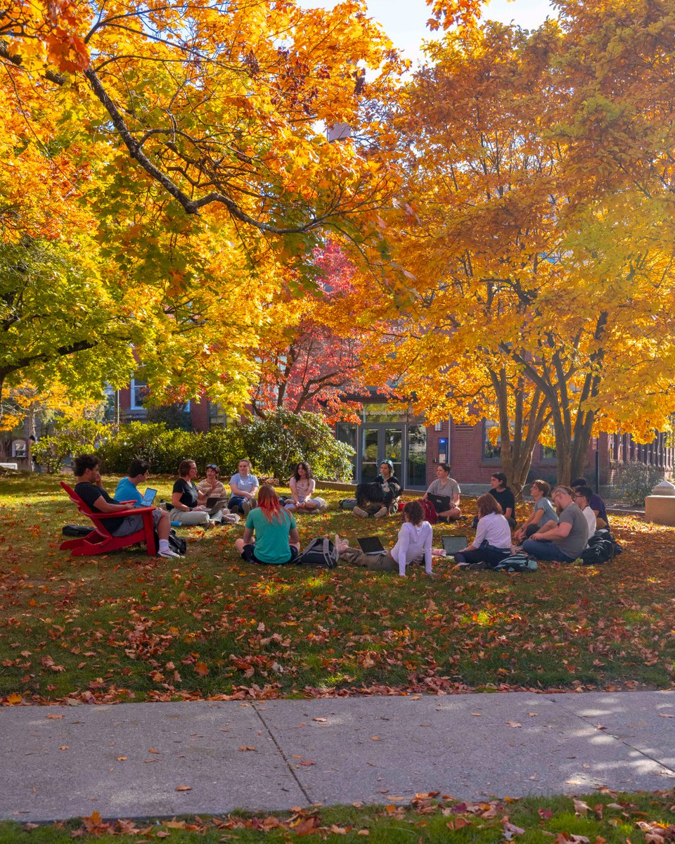 WPI's tweet image. Happy first day of fall! Our campus is beautiful with changing leaves and students enjoying outdoor classes. What&apos;s your favorite seasonal change at WPI? #FirstDayOfFall