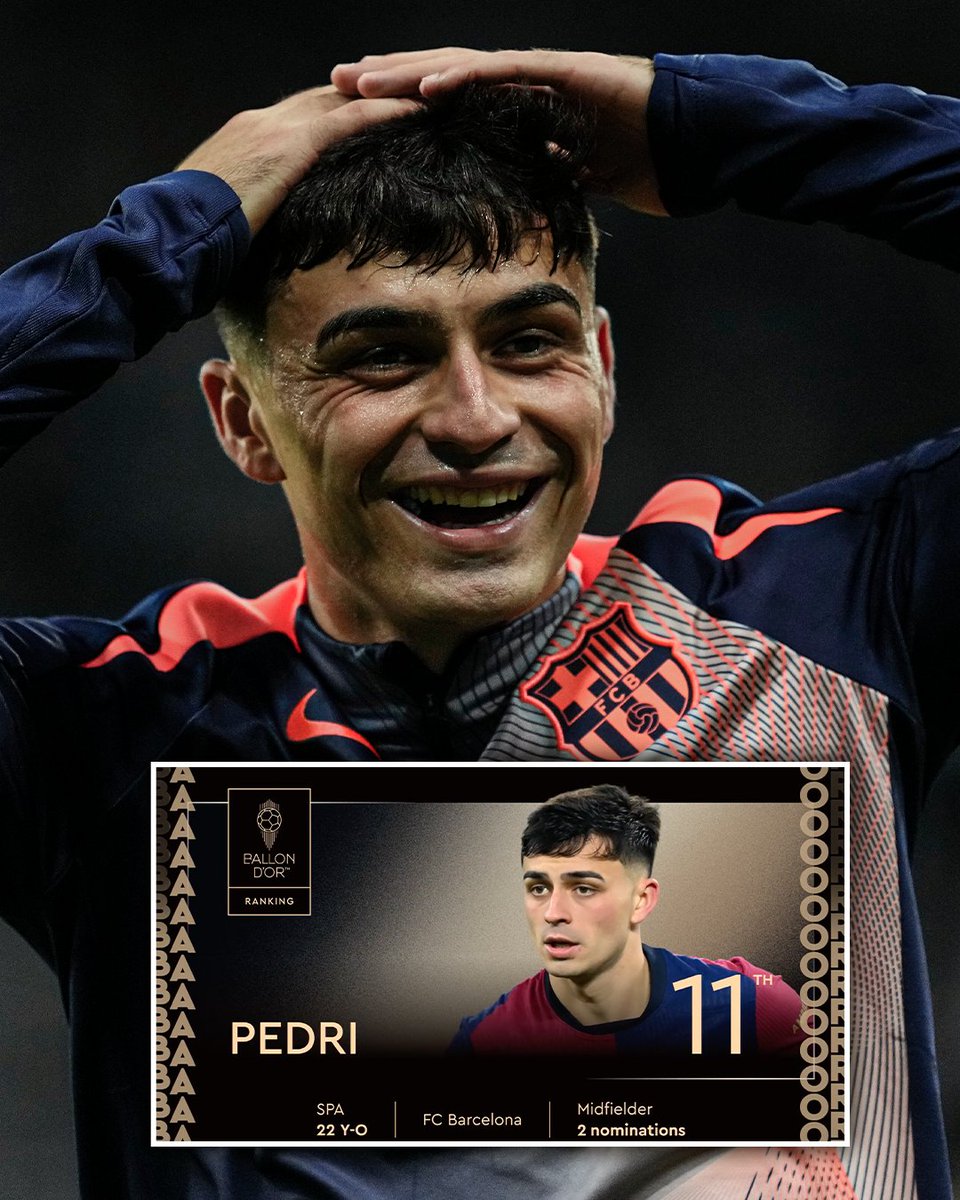 ESPNFC's tweet photo. Pedri didn't do enough to finish in the top 10 of the Ballon d'Or rankings 🫣 https://t.co/NWMC4dkdq7